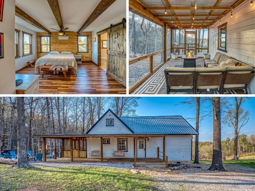 Welcome to your private retreat on 36 stunning acres in the Omaha School District! Enjoy breathtaking views, unwind on the screened-in porch, or gather around the outdoor firepit for cozy evenings. This well-maintained home offers 2 spacious bedrooms (with potential for a third), 2.5 bathrooms, and luxurious walk-in showers and closets. A custom-built playhouse adds a special touch for families, while the open space offers endless possibilities. Fantastic location for a nightly rental or build permanent house on property and rent as a VRBO! Peace, privacy, and charm—this one has it all! Seller is also open to selling the house with approximately 5 acres, with the remaining land to be sold separately if less acreage is preferred.