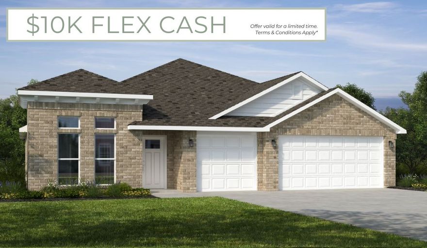 This floor plan is a 3 bedroom, 2 bathroom 1750 square
feet home featuring 10-foot ceilings in the entryway,
kitchen, and living area, plus dual vanities in the primary
bathroom. The 1750 3-Car Series delivers the luxury of a
larger floor plan with an included 3 car garage.