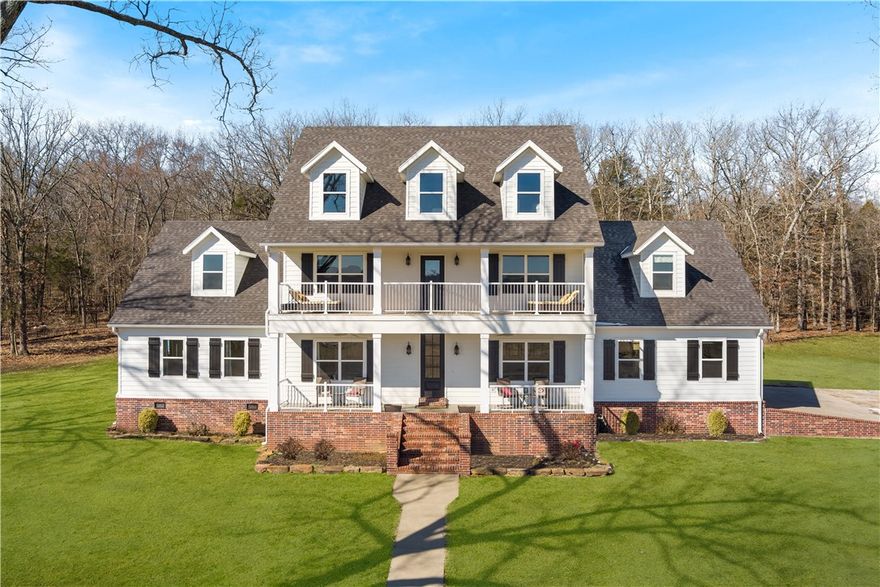 Break away from the City and enjoy the serene kind of life in this beautiful custom designed built 3,471 SF home on 60+/- acres. Property offers privacy, beautiful front porch views, 24'x28' shop with electricity, rural water plus 2 wells, 2 large ponds, 20'x36' pole barn, approx. 20 acres of wooded and approx. 40 acres of open level pasture: perfect for livestock and/or horses. Home features large open floorplan with high ceilings, crown molding, lots of natural and recessed lighting, built-ins, and hardwood flooring. Beautiful bright kitchen, with white cabinetry, built-in appliances, pantry, granite counters, and plenty of counter space. Dining area, office, bonus room, spacious bedrooms, large laundry/mudroom, and an unfinished bonus area perfect for that extra needed space for an additional bedroom or hobby room. Near the City of Goshen and just 10 miles from Fayetteville's Mission/Crossover intersection, shopping, restaurants, and businesses.