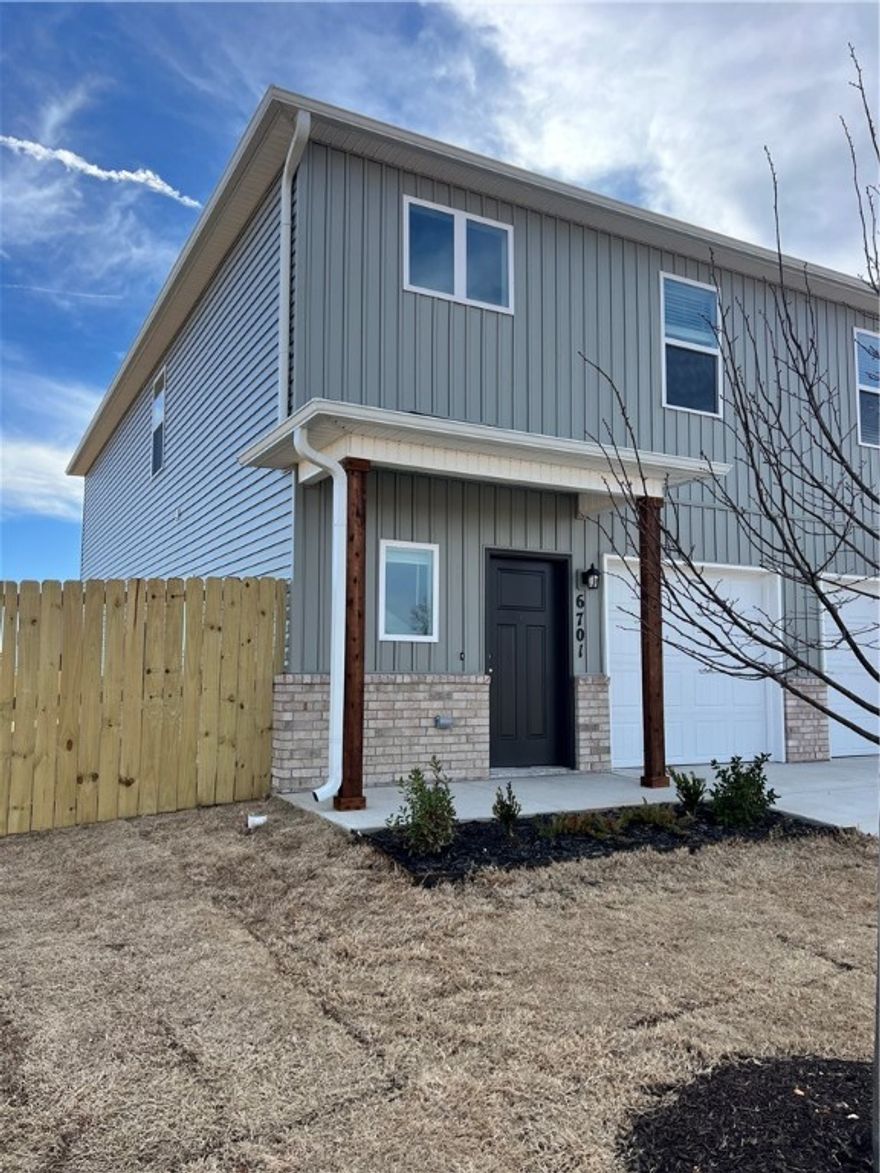 Be the first to live in this new construction Town Home for lease! Three-bedroom, 2.5-bathroom home featuring a modern open-concept layout designed for comfort and functionality. All bedrooms are located on the second floor, along with a conveniently placed washer and dryer. The primary suite offers generous closet space, while a half bathroom on the main level adds convenience for guests. The kitchen includes a refrigerator, and the home also features a one-car garage. Conveniently located just a short drive to the Walmart Home Office and Walmart Distribution Center, with close proximity to all that Bentonville and Centerton have to offer including shopping, dining, parks, and schools.