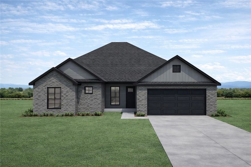 Bariloche sits less than 5 miles from I-49, offering convenient access to everything Northwest Arkansas has to offer.The Juniper floor plan features 2,158 square feet of thoughtfully designed one-story living; the open-concept layout seamlessly connects the living, dining, and kitchen areas—perfect for both everyday living and entertaining.Durable and stylish LVP flooring runs throughout the main living areas, kitchen, and hallways, combining beauty with easy maintenance. The spacious primary suite offers a private retreat and includes the added convenience of direct access to the laundry room.Bathrooms feature framed mirrors for a designer-quality finish, along with cabinets over the toilets to provide extra storage space and functionality.  For a limited time, Lower your interest rate with $7,500 from the builder + $2,500 appliance allowance + up to 5k in closing costs from select lenders. For a total of up to 15K with lender incentives. Fence, blinds, and gutters are all included.