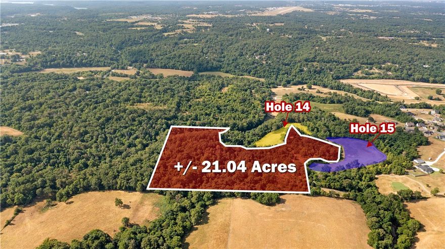 Incredible +/- 21.04 acres with outstanding development potential in the rapidly growing community of
Pea Ridge, AR. Located near holes 14 and 15 of Big Sugar Golf Course, this property offers seclusion,
stunning fairway views, and unmatched beauty. Pea Ridge is experiencing a population boom, with
growth expected to far outpace the state average, and demand for land is soaring. New homes in the area are being constructed at a rapid pace, many selling for $400K+. The nearby Big Sugar Golf Course is a challenging & picturesque 18-hole, Par 72 Champion course, offering a full driving range, practice area, an 8,000SF putting green, a fully stocked pro shop, a restaurant & bar, and optional club memberships. This dynamic parcel is perfect for a private estate or new development. Minutes from area amenities and part of Northwest Arkansas's top-rated growth corridor. Don't miss this opportunity!