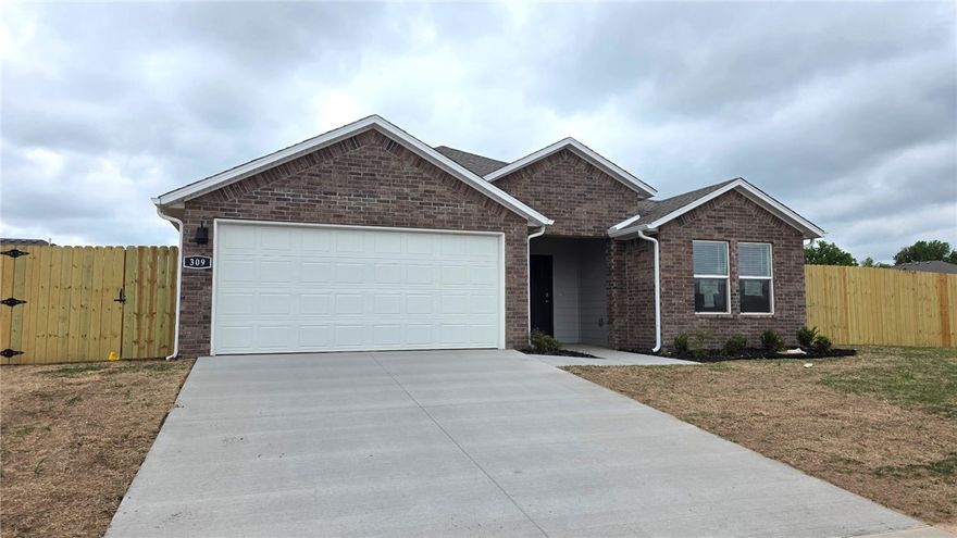 Delightful Denton Plan in Rolling Meadows, in Pea Ridge, Arkansas! Each home in Rolling Meadows is meticulously crafted with attention to detail, creating a space that feels both luxurious and welcoming. From the moment you walk through the door, you'll be greeted by modern features and a spacious layout that caters to every lifestyle. Our homes boast premium finishes and thoughtful designs, ensuring that you'll be stepping inside your own personal oasis. These homes will be complete with LVP flooring throughout (two-story plans will have carpet on stairs and upstairs) and wood shelving in all closets, pantry, and utility room. The kitchen will have quartz kitchen counters, 36-inch cabinets, and stainless-steel appliances with a Gas Range! The primary bath will feature quartz countertops, double sinks, and a walk-in shower. Each home comes with 4-sided brick with Hardie ® fascia per plan. Home will have a Garage Door Opener. Taxes and Parcel TBD.