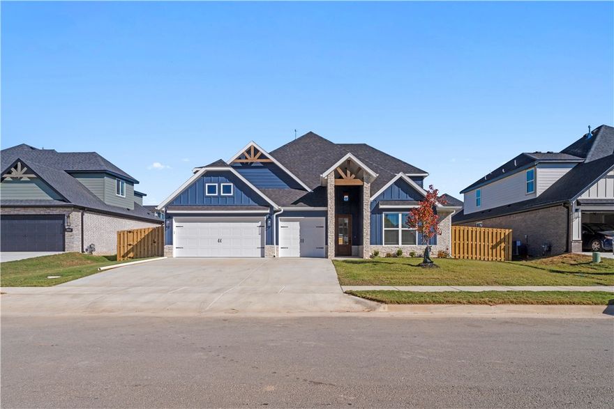 Diamond Estates in Centerton offers prime access to Bentonvilleās West High School Campus, nearby schools, and top amenities including a pool, clubhouse, basketball court, and pond. Residents enjoy close proximity to state-of-the-art schools, medical facilities, shopping, entertainment, Downtown Bentonville, and Walmartās Home Office. Welcome to the Sage planāa spacious and well-designed two-story home offering 2,929 sq ft of living space. This 4-bedroom, 3.5-bathroom layout includes two bedrooms and a game room upstairs, while the main level features one secondary bedroom and a private primary suite with direct access to the utility room for added convenience. The open-concept living area flows seamlessly into a thoughtfully designed kitchen, complete with a breakfast nook, double island, and an expansive walk-in pantry making it a standout space for cooking and gathering. Additional highlights include a covered back patio with a convenient storage room and a three-car garage.