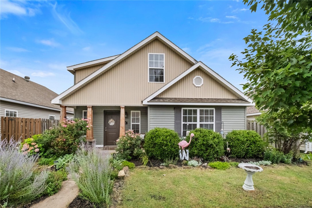 Come see this 1730 sq ft 3BR/2BA West Fayetteville home in a quiet neighborhood not far from shopping and schools, with easy access to I-49. Features an open concept split floor plan, a spacious kitchen with pantry and breakfast bar, and a private primary suite. Upstairs you'll find a bonus room -- perfect for home office, craft room or second living area. Enjoy your favorite beverage on the covered front porch or in the seating area in the back yard. Built in 2012 and conveniently located ... You won't want to miss this one!