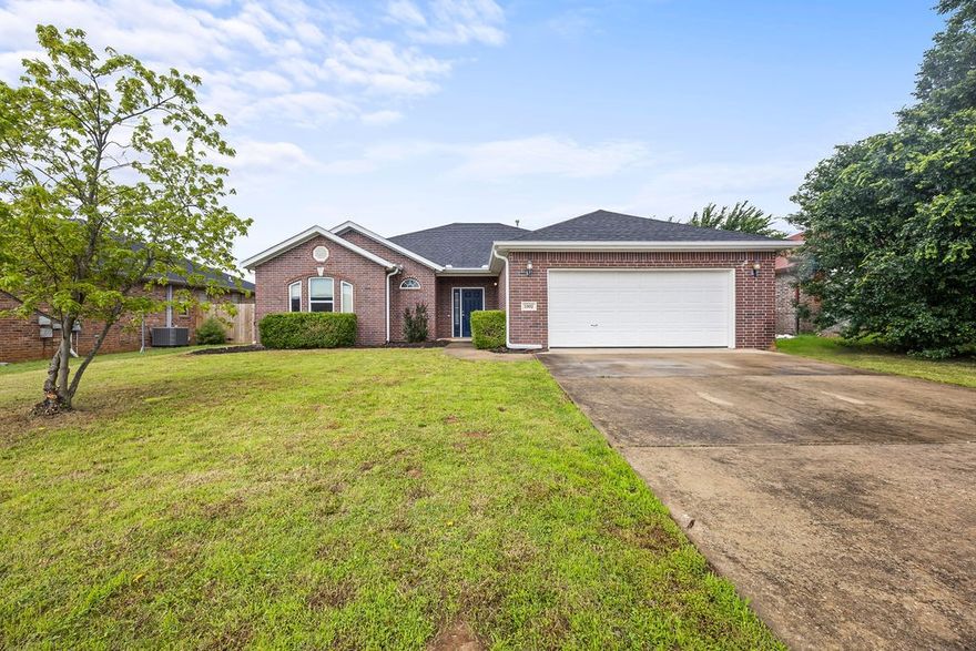 Location, location!! This charming All-Brick 3 Bedroom, 2 Bath Home is located in the highly sought-after Windwood Subdivision in Bentonville! This home is in the heart of it all, just minutes from the Walmart Home Office and within walking/biking distance to Creekside Park! This spacious home features a very large living room with a cozy gas log fireplace, perfect for relaxing or entertaining. The eat-in kitchen offers ample counter space with beautiful granite countertops, a pantry, and room for a full-sized dining table. The generous primary suite includes trayed ceilings, walk-in closets, and a private bath with a separate shower and soaking tub. The fenced back yard is spacious and features a covered patio. Recent updates include: a new AC (2023), a new roof (2025), all new windows (2019), and updated garage seals (2021). This home is tenant occupied with a lease until Nov. 30 2025 at $1925/mo. Long term great tenants. No showings without an accepted offer. Please do not disturb the tenants.