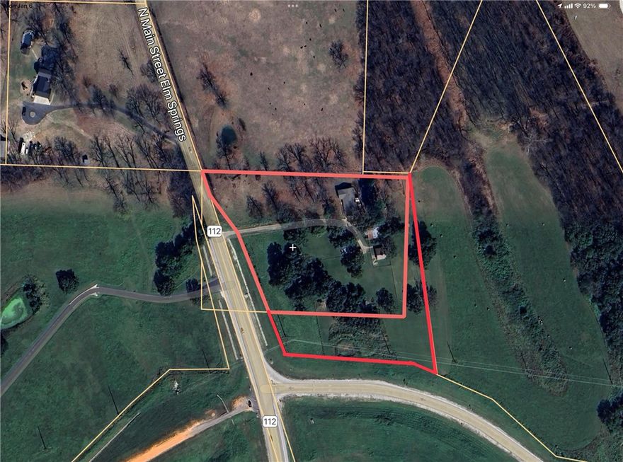 The value is in the land.  This great location is on the NE corner of 612 by-pass and Hwy. 412 and is primed for development.  Hwy. 112 is going to be expanded to a divided 4 lane hwy from Springdale to Bentonville and the 612 by-pass is currently being expanded from Hwy. 112 to Hwy. 412 in Tontitown.  There are future plans for the 612 by-pass to expand east from to 265 and later to the Sonora area.  There will also be a new road leading to the airport from 612 just 1 mile west from this property.  All of this makes this a great opportunity for development.  All property showing must be accompanied by listing agent.  Do not knock on door.   Structures will not be shown.  All offers must be accompanied with proof of funds.  Propane tank and gazebos do not convey.  Property includes home, separate living structure, pole barn, seperate garge, storm cellar and outdoor arena. Please reference MLS 1295123.