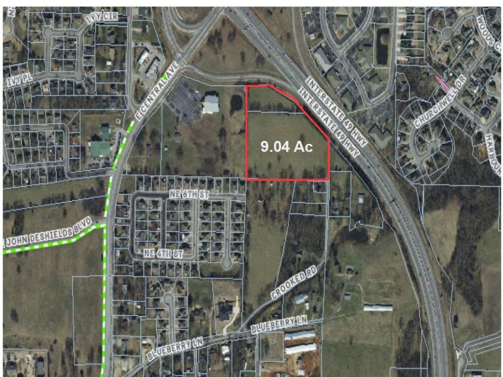 Developer’s Dream to have building sites on 9.04 M/L nearly level acres in Bentonville fronting I-49. It has over 400’ of excellent visibility from the interstate at the Central Ave exit (88). Presently zoned Agricultural. All utilities close by. More adjacent land is available, see MLS #'s 1180334 & 1180814.
