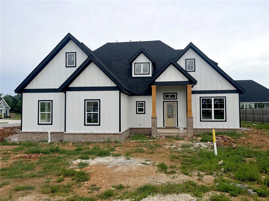 New construction home in desirable area in SW Rogers! It features 4 bedrooms/3.5 baths/bonus room/3 car garage. Downstairs has open concept in the living and kitchen area. Kitchen is equipped with gas cook top, built-in oven and microwave, large island, pantry, and eat-in dining. Primary is on main level with a spacious bath and closet. Study and half bath also sit downstairs. Upstairs has bedrooms 2-4, 2 full baths, and the bonus room.