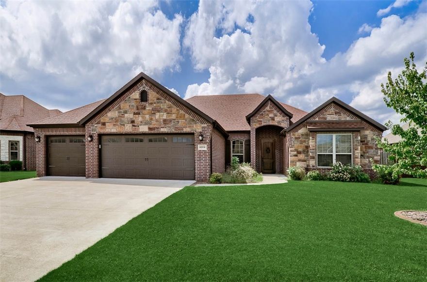 Freshly painted trim and walls throughout! 1 owner home in the desirable Eden's Brook Subdivision. Ideal split floor plan, wood floors & corner fireplace in main living opens to kitchen & dining, covered patio, and spacious yard. Additional features include: brick and stone exterior, granite, double sinks, gas cooktop, oversized master, office, 3 car garage & large utility room! Community amenities include pool, playground & an established neighborhood!