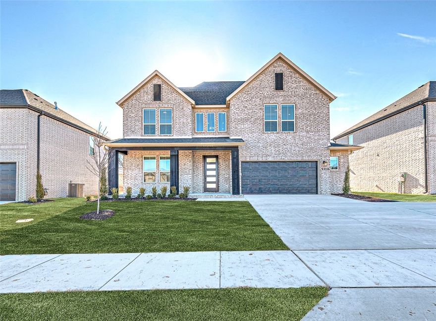 Discover this beautiful Ivy floorplan with an elegant brick exterior, a grand 8' five-panel glass front door, and a covered front porch, perfect for morning coffee or evening relaxation. The open living, kitchen, and dining areas are filled with natural light, creating a warm and inviting atmosphere. Enjoy a tremendous fifth-bedroom conversion for added flexibility, plus a convenient downstairs bedroom with a full adjoining bath, ideal for guests or multi-generational living. The primary suite features two spacious closets, and additional thoughtful upgrades include a garage bump-out for extra storage, understairs storage, whole-home faux wood blinds, and included gutters. Upstairs, a stylish catwalk and LVT hallway flooring add an elevated touch. Centrally located between Bentonville and Centerton and less than 5 miles from XNA Airport, this home offers quick access to shopping, dining, and recreation. Don’t miss this incredible opportunity!