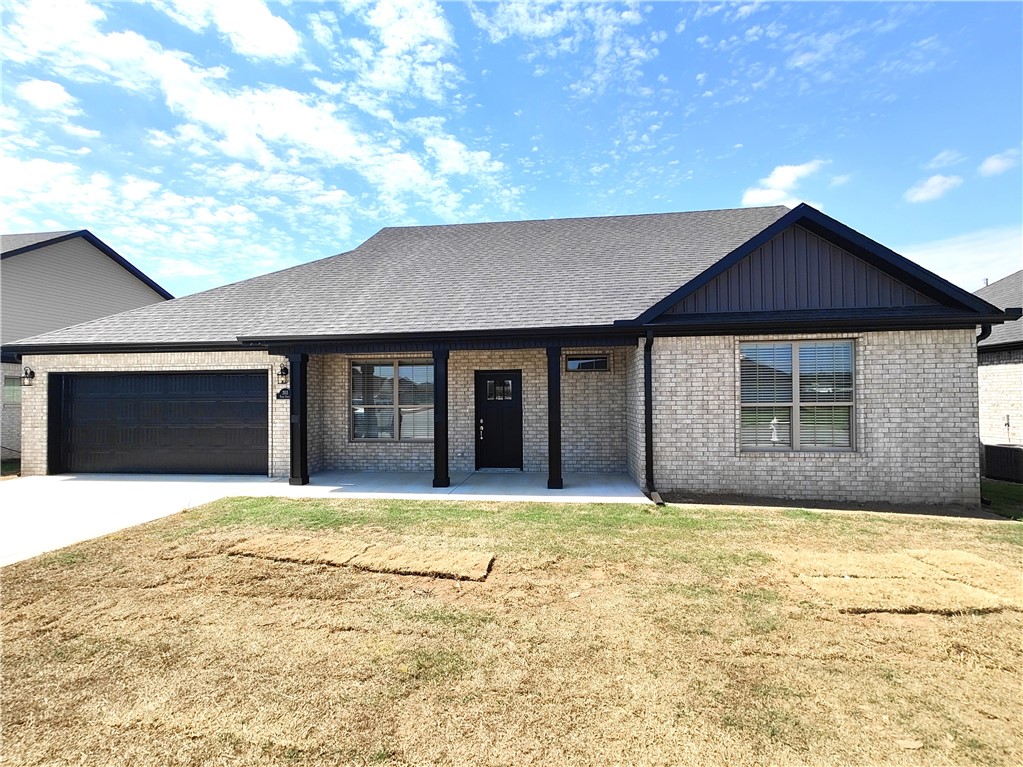 Welcome To Your Next Home! Fabulous New Construction Located Within Bentonville Schools And Loaded With Upgrades! West Facing. Full Brick Exterior With Upgraded Moisture Barrier. Covered Front Porch And Back Patio Make Outdoor Living A Breeze. Inside You'll Enjoy An Open Living Area With Gas Log Fireplace. Wood-look Tile Runs Throughout The Main Living, Kitchen, Dining And Halls. Custom Cabinets And 3CM Granite Counters Throughout. Kitchen With Cabinets To The Ceiling, Fully Vented Hood, Stainless Appliances With Gas Range, Pantry, Eat-in Dining + Bar Seating. Master Suite, Secondary Bed, Laundry And Full Bath Round Out The Main Level. 2 Secondary Beds + Full Bath Up. Both Secondary Baths Have Upgraded Tub/Shower Tile Surround. This Plan Flows Like A Dream - Make It Yours Today! Current School Zoning For This Area Is Osage Creek Elem, Creekside Middle, Grimsley Jr High, And Bentonville West HS - Buyer To Verify To Their Satisfaction. Home Will Be Ready End Of Sept 2022.