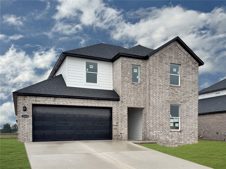 Notable Naples plan in Huber Place in Bentonville, AR! Each home will feature a modern electric fireplace with a poplar mantle and LVP flooring throughout the first floor with carpet on the stairs and upstairs. You’ll find a ceiling fan in all bedrooms and the living room! These homes will be complete with quartz kitchen counters, 42-inch cabinets, and stainless-steel appliances! Primary bath features quartz counters, double sinks, and a walk-in shower! The secondary bath will have a walk-in shower; third bath will have a tub/shower combo. The Naples plan includes a game room upstairs! Home will have a Garage Door Opener, landscape package, with Brick and Hardie® exterior per plan. These 2 Story homes will have a combination of Brick and/or Hardie® on the front, sides and back. Homes in Huber Place are located within the city limits of Centerton with a Bentonville address and zip code of 72713. Property owners are considered a citizen of Centerton and all that applies. Subject to change.