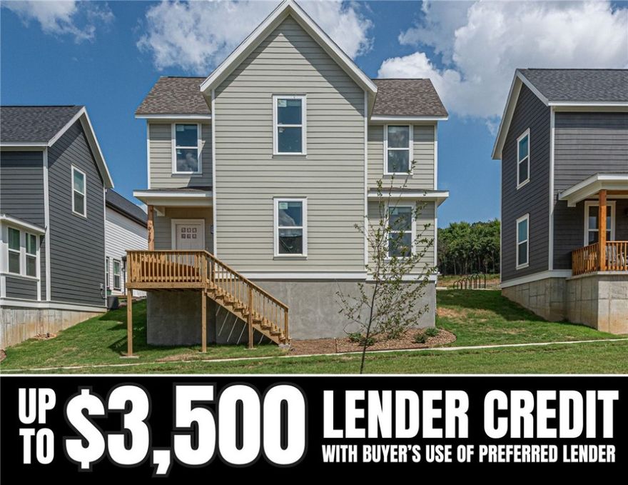 $3,500 LENDER CREDIT offered with buyer’s use of builder’s preferred lender - Use towards rate buydowns or closing costs! (OPEN HOUSES hosted @ MODEL HOME: 1015 N Laramie Heights) Welcome to Southern Woods! A Trailside Community at the base of Centennial Park 2022 Top Outdoor Facility Rating) Location offers access to miles of trails, greenspaces w/ paved pathways, & bicycle stalls, min away to shopping, food, I-49, & U of A campus! 3 BEDROOM PROW COTTAGE floor plan feat: a covered front porch w cedar post, open concept 1st floor w 9’ ceilings, half bath, LVP floors, & Lshaped kitchen w 3cm granite counters, tiled backsplash, center island w sink, stainless steel appliances! Main floor primary bedrm w/ ensuite bathrm! Upstairs 2 more Bedrms w private ensuites & laundry rm! Main floor back deck! POA $35/mo incl lawn mowing! Join this community in a premier location today!