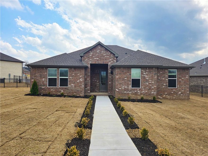2059 A Plan with 2115 square feet in Riverwalk,  one of Fayetteville's most unique subdivisions that was designed for perfection. It is located in East Fayetteville, just 10 minutes from the Fayetteville Square, filled with downtown entertainment and a variety of restaurants. Welcome to Phase V Riverwalk, centrally located to all that Northwest Arkansas has to offer. This brand-new home will have LVP throughout. Kitchen will have 42-inch cabinets, stainless steel appliances, and quartz countertops! Living room will have a beautiful gas log fireplace with painted brick surrounds and white mantle.  Cased windows in the living, dining, and bedroom one.  The bedroom one will have dual sinks and quartz countertops, oversized walk-in shower. High-efficiency air conditioning system with programmable Wi-Fi thermostat.  Exterior of homes will be brick or Brick/ LP Smart Siding per plan.  Taxes and Parcel  TBD.
