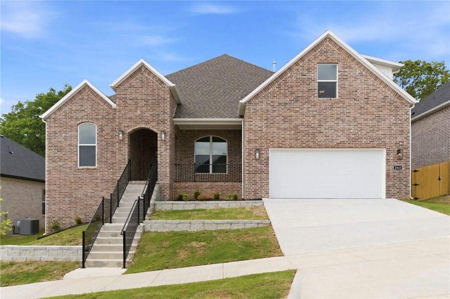 The charming Cooper Bonus plan in Hughmount, located in Fayetteville, Arkansas! The Cooper Bonus plan has 2600 square feet with 4 bedrooms, 3 baths.  Use the 4th BR as a Study! This plan also includes a game room on the second floor! Game room area has a full bath and a Walk-in closet so this can be used as an extra bedroom! These brand-new homes boast 4-sided brick and LVP flooring. Upon entering, you will find a spacious living area featuring a gas fireplace with a poplar mantle. The kitchen will have 42-inch cabinets, lovely appliances and quartz countertops and tile backsplash.  The Primary bedroom has a fabulous en suite, dual sinks, with a walk-in shower with tiled walls and a soaking tub!  These homes feature LED lighting throughout, and a high efficiency AC with programmable Wi-Fi thermostat. Come find your dream home today! Taxes and Parcel TBD. Garage Door Opener!