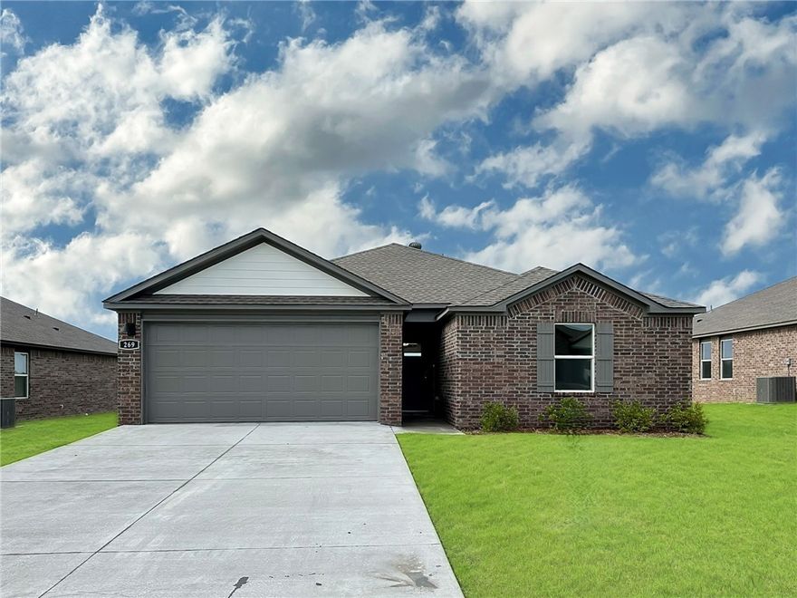Beautiful Bellvue Plan in Wagon Wheel Phase 2, in Farmington, Arkansas! Each home in Wagon Wheel is meticulously crafted with attention to detail, creating a space that feels both luxurious and welcoming. From the moment you walk through the door, you'll be greeted by modern features and spacious a layout that caters to every lifestyle. Our homes boast premium finishes and thoughtful designs, ensuring that you'll be stepping inside your own personal oasis. These homes will be complete with LVP flooring throughout and wood shelving in all closets, pantry and utility room. The kitchen will have quartz kitchen counters, 36-inch cabinets, and stainless-steel appliances! Home will have a Garage Door Opener. Primary bath will have quartz countertops, double sinks, and an oversized walk-in shower. Each home comes with 4-sided brick with Hardie ® per plan. Taxes and Parcel TBD.
