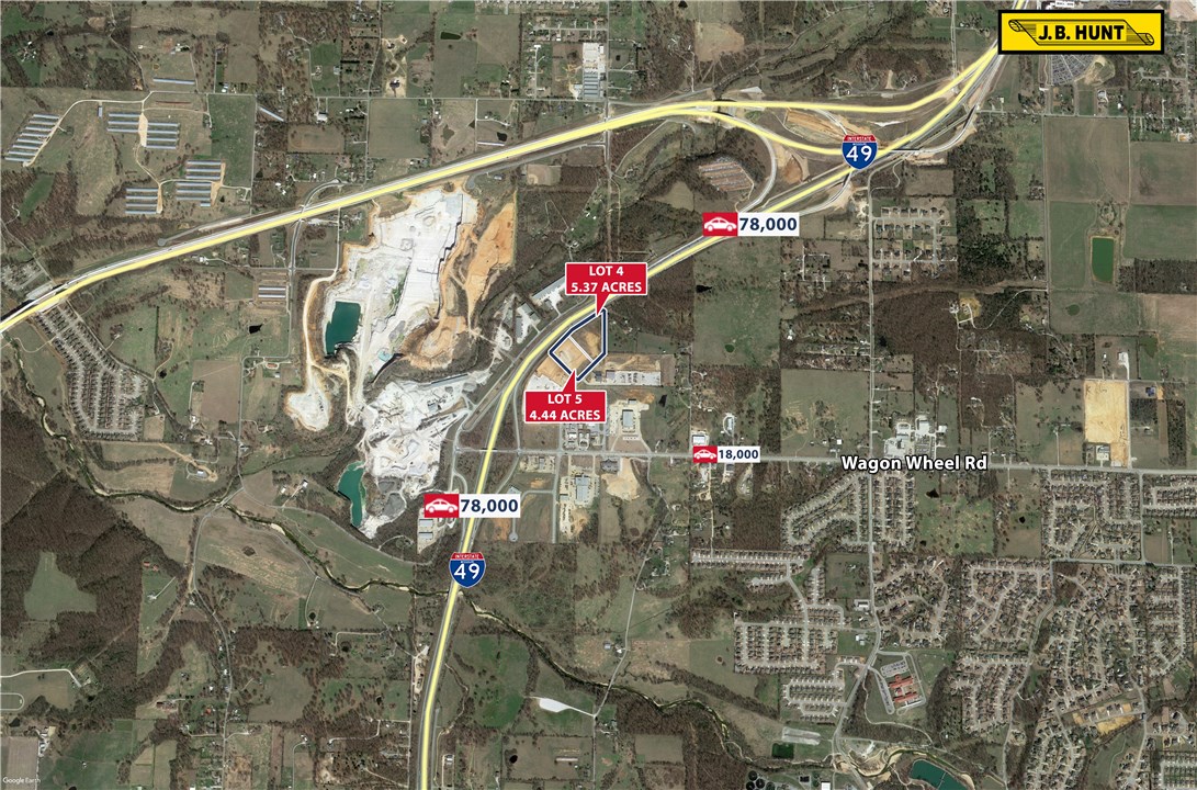 Commercial Lot(s) that are adjacent to and visible from I-49 and are ready for vertical development. Zoning is C-6 (Large Product Retail Sales) and utilities are at the Street. These lots have good soils (subject to GeoTech confirmation by Buyer) and are ready for development. This/These lot(s) offer the opportunity to make your business prominently visible to I-49 traffic. Lots 4 and Lots 5 can be combined for a total of approximately 9.82 acres. Owner will consider a build to suit for qualified tenants.