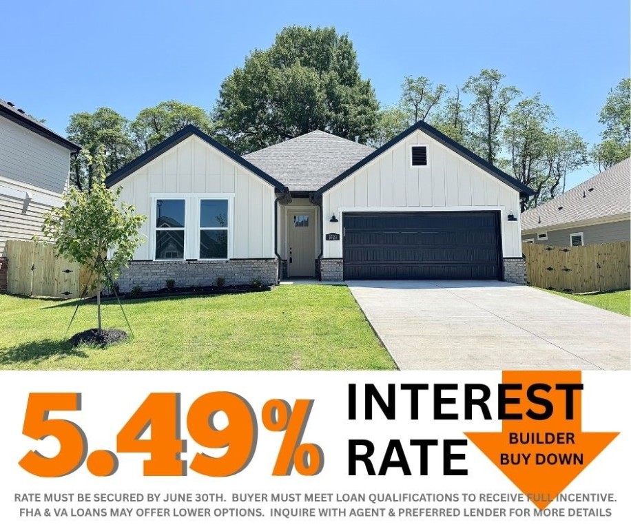 5.49% INTEREST RATE/BUILDER BUY DOWN & fence, blinds and gutters included! Discover your dream home in the new neighborhood- Jacob's Crossing. Caden plan with 1 level, garage on the right & West facing! 13 ft ceilings in the living and dining, linear electric fireplace, LVP flooring throughout the main living areas & primary bedroom, quartz countertops & more. Chef's kitchen boasting frigidaire stainless steel appliances, gas range, pantry, quartz countertops, bar pull handles, large island & gorgeous backsplash. Luxurious primary bedroom features abundant natural light, while the spa-like primary bathroom offers a walk-in shower, double sinks, tub & spacious walk-in closets. Additional features include two large secondary bedrooms & a functional laundry room. Nestled on a generous lot with covered patio that overlooks the serene sodded, fully fenced backyard, creating an exceptional living experience. Sturdy concrete siding! Model home located at 3631 Tranquility St- Lot 1.