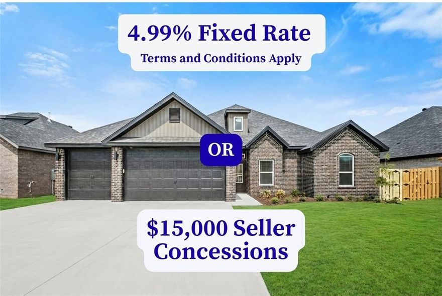 4.99% fixed rate (Terms and Conditions Apply) or $15,000  seller concessions. Wellington Hills offers the perfect blend of convenience and community. The Andrews Plan is a thoughtfully designed 4-bedroom, 2.5-bathroom split floor plan that maximizes both space and comfort. The open-concept kitchen and living area create a warm, inviting space for gathering with loved ones. The kitchen features custom cabinetry, granite countertops, and stainless steel appliances, making it both stylish and functional. The primary suite is a private retreat, boasting a large tiled shower, double vanity sinks, and his-and-hers closets for ultimate convenience. Additionally, incentives from other preferred lenders are available.