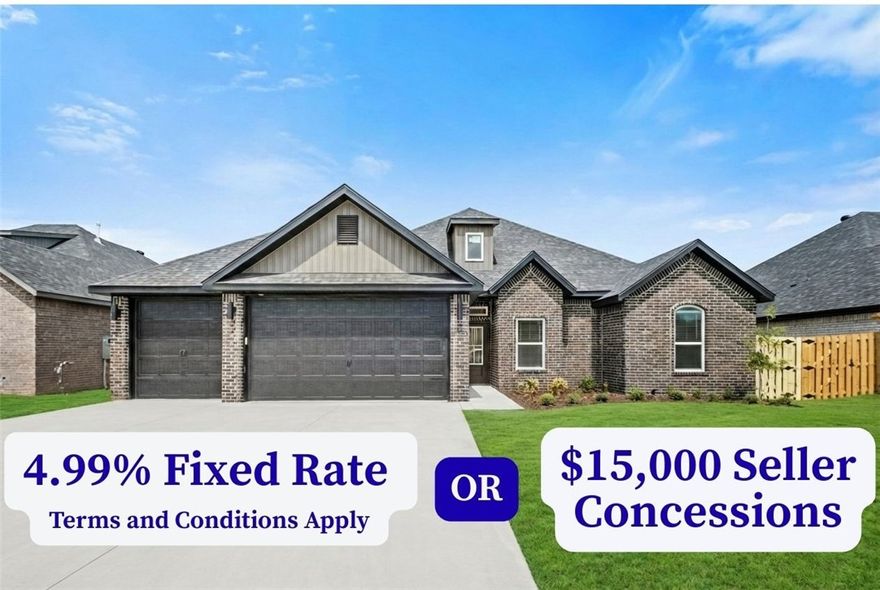 4.99% fixed rate (Terms and Conditions Apply) or $15,000  seller concessions. Wellington Hills offers the perfect blend of convenience and community. The Andrews Plan is a thoughtfully designed 4-bedroom, 2.5-bathroom split floor plan that maximizes both space and comfort. The open-concept kitchen and living area create a warm, inviting space for gathering with loved ones. The kitchen features custom cabinetry, granite countertops, and stainless steel appliances, making it both stylish and functional. The primary suite is a private retreat, boasting a large tiled shower, double vanity sinks, and his-and-hers closets for ultimate convenience. Additionally, incentives from other preferred lenders are available.