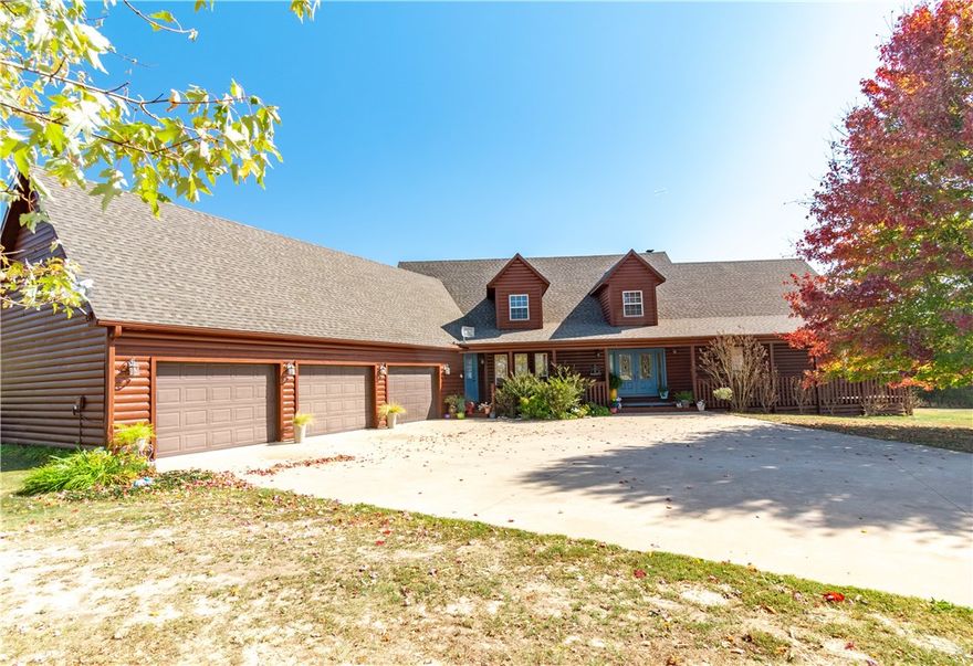 Welcome to your 40-acre paradise in the country. Located convenient to War Eagle, Springdale, Huntsville, Beaver Lake, and Fayetteville, this elegant, captivating 3,649 sq. ft., one-owner log-home estate features an oversized master suite, 3 1/2 baths, a loft area with bedroom, large kitchen with extra storage, and plenty of upgraded features along with a 3-car oversized garage. Mature trees, a pond, pasture, a 30 x 40 workshop and plenty of land to hunt or mini-farm. Expansive back deck to see the deer feed.