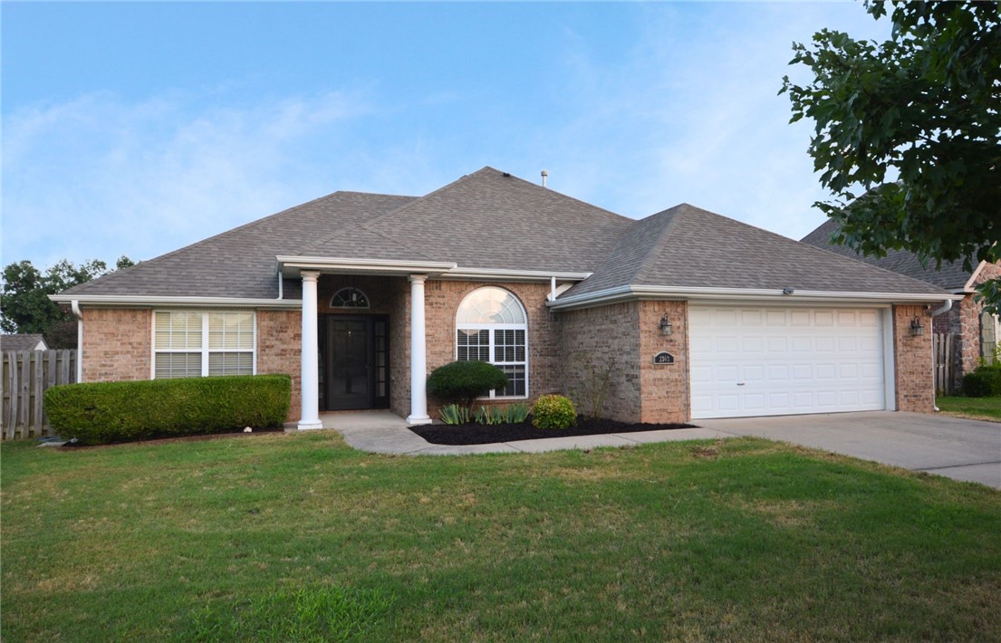 Enjoy this wonderful 1 story brick home in West Fayetteville . Very nice covered front entry featuring two large columns & Mahogany stained wood door & side panels . Three large bedrooms with primary suite on one side and the other two bedrooms on the other side. The interior also features mostly engineered wood flooring through-out, no carpeting . Formal dining area . Enjoy having a big back-yard with no houses directly behind you . 10 x 12 storage shed conveys with house . Homes is just minutes to Holt Middle & Holcomb Elementary Schools. 6.4 miles to Haas Hall Academy & 6.1 miles to Fayetteville High School !