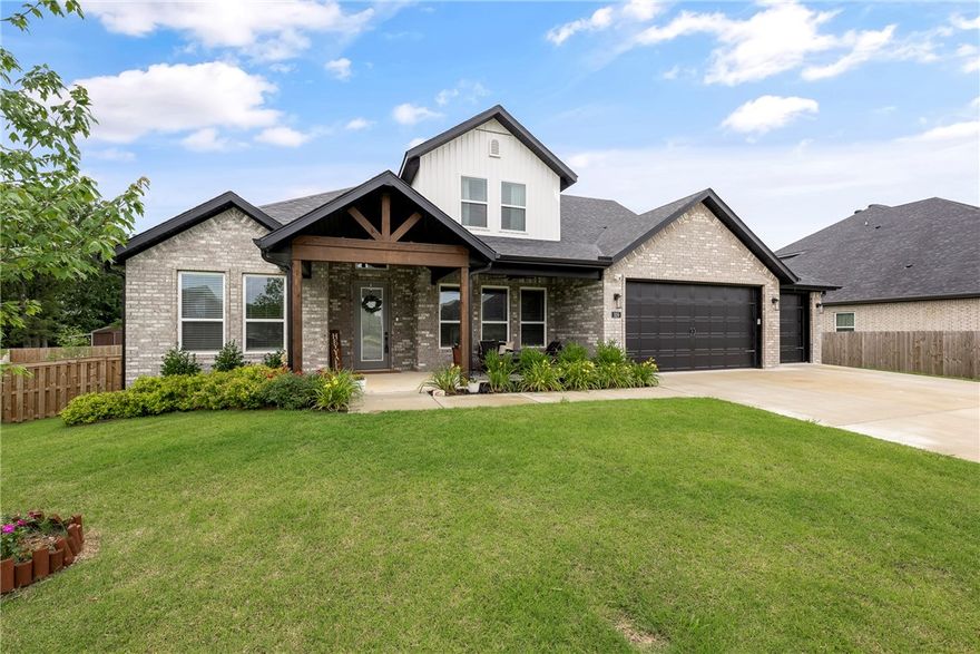 ***Open House Saturday 6.21 1:00-3:00PM & Sunday 6.22 2:00-4:00PM.*** Welcome to Bequette Farms! This beautiful 4-bedroom home sits on a large lot with open field views. The oversized patio, completed in 2024, features built-in benches and a cozy outdoor fireplaceāperfect for entertaining. Inside, the open-concept kitchen offers custom white cabinets and a massive island, flowing into a living room with a wall of windows and gleaming hardwood floors. You'll also find a vaulted office and formal dining room, ideal for work and gatherings. The spacious primary suite includes a large walk-in closet and spa-like bath. Upstairs offers three generously sized bedrooms and two full baths. Bequette Farms is centrally located with easy access to Bentonville and I-49. Bentonville West High is under a mile away. Whether you're grilling on the patio, cooking in the chefās kitchen, or relaxing on the front porch, this home is designed for comfortable living.