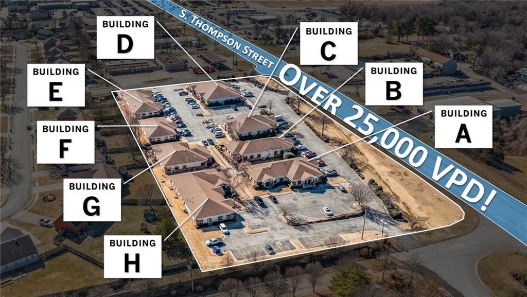 +/- 985 SF of prime office space now available in the Springdale Business Center! This unit features five offices, a welcoming reception area, two private restrooms, a kitchenette, and a utility/storage closet. The Springdale Business Center offers a versatile layout suitable for various office needs, with eight professionally managed buildings on site. Situated along 71 Business, this location ensures excellent exposure and visibility for your business. It is conveniently located less than 5 minutes from Fayetteville and 10 minutes from Lowell. On a Modified Gross Lease with the tenant responsible for their own electric and gas, and a $75/mo fee for water and trash services.