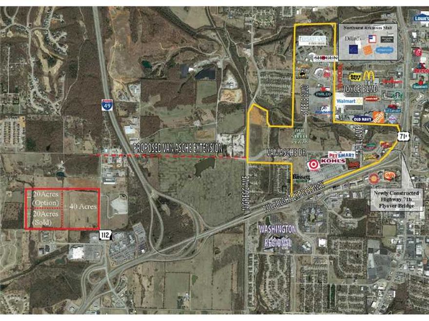 Excellent development land located within easy access to I-49, next to Sam's Club