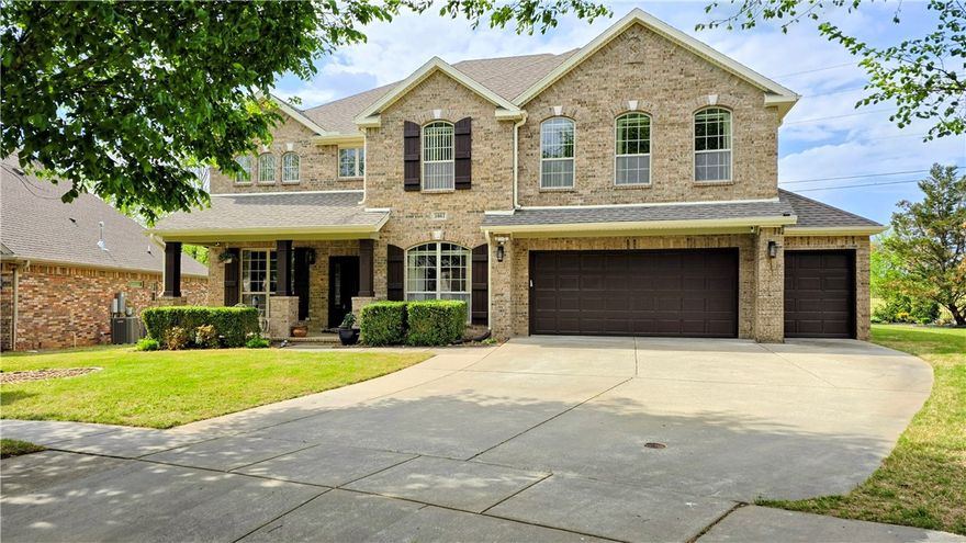 Enjoy scenic views of the golf course in this semi-custom 5-bed, 3.5-bath home offering 3,739sf & a versatile 3-car garage—or 2-car garage plus golf cart bay/workshop—overlooking the 10th hole at Stonebridge Golf Course. The thoughtfully designed layout features spacious living areas perfect for entertaining, including a bonus room with a built-in wet bar & a media room wired for surround sound. The kitchen offers granite counters, raised bar, pantry & updated appliances. Office & formal dining. Open floor plan with corner fireplace in living area. Recently added LVP flooring complements existing tile & carpet. Oversized primary suite features dual vanities, a Jacuzzi tub, & tiled shower with rain head, steam option, & massage jets. A recirculating pump provides near-instant hot water. Relax year-round in the sunroom overlooking the professionally landscaped backyard with iron fencing & a full sprinkler system for both the yard & landscaping. Updates include the roof in 2019 & exterior paint completed in May 2025.