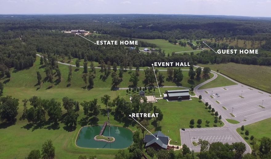 Horton Farms is an executive retreat boasting contemporary residences and multi-use buildings featuring amenities for a variety of uses. This property, which brings to mind a 5-star resort, is located about 12 miles from downtown Bentonville in Northwest Arkansas. Estate Home is 15,000 sq.ft. Guest Home is 5500 sq.ft. Event Hall is 8500 sq.ft. and the Retreat is 3200 sq.ft. There is also a caretakers cottage. Northwest Arkansas is leaving its "best kept secret" status far behind as it continually hits "best of" lists in publications like US News and World Report and National Geographic. We are home to the world's largest collection of American Art in Crystal Bridges, some of the best mountain biking trails in the country, as well as the corporate headquarters of Tyson Foods, JB Hunt Transport Services, and Walmart. This is a one of kind amazing opportunity with tons of possibilities. This is also listed as commercial listing MLS #1104497 & land MLS #1136320