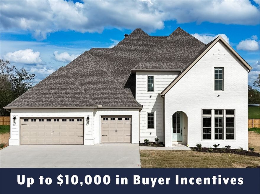 Up to $10,000 in buyer incentives available, including $6,500 from the builder and $3,500 from the preferred lender. These incentives may be used toward closing costs, prepaids, or a rate buydown. The builder portion may also be used as an appliance credit. Located in County Line Square near Shaw Family Park. The Fairview opens into the main living area with a fireplace and large front-facing windows. The dining area and kitchen flow off the living room, with French doors leading to the back patio. The kitchen includes a large island and ceiling-height cabinets, and engineered hardwood runs throughout the first floor. The primary suite features a vaulted ceiling, double vanity, makeup vanity, walk-in shower, and walk-in closet connected to the laundry room. A second bedroom, full bathroom, mudroom, and 3-car garage complete the first floor. Upstairs offers 3 bedrooms and a full bathroom. Fence, blinds, and gutters are included, and a community pool and pavilion are coming soon for residents to enjoy.