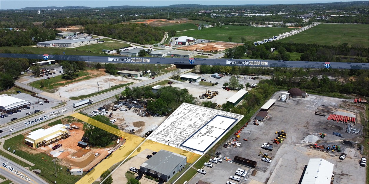 Available: 10,159 SF total.
Space 100: 3,801 SF.
Space 200: 2,500 SF.
Space 300: 3,858 SF.
Asking rent: $16.50 PSF.
Rent type: NNN.
Zoning: C-2.
Grade level doors: 3 (12' x 10').
Min wall height: 16'.
Estimated completion date: October 2025.
Ability to combine two adjacent units for additional square footage.
0.5 mile drive to Interstate-49.
Delivery includes full interior buildout.
Office space included in the buildout.
HVAC system installed and operational in office area.
Electrical infrastructure installed throughout the space.