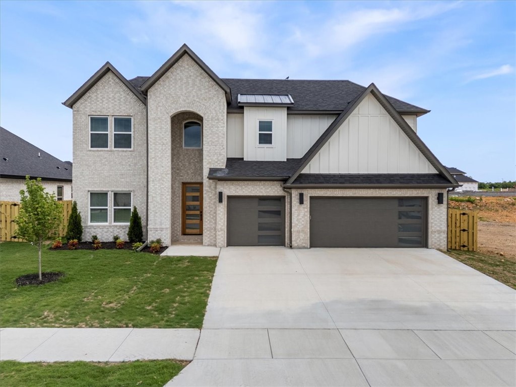SOUTH FACING. Discover your dream home in the highly sought-after Silver Leaf Estates! This beautiful "Victoria" floor plan offers 4 spacious bedrooms & 3 modern bathrooms, all just 15 minutes from downtown Bentonville & the new Walmart Home Office. Enjoy convenient access to XNA Airport, located less than 10 minutes away. The heart of the home features upgraded lighting, elegant quartz countertops, custom cabinets, a large kitchen island, & stainless steel appliances, including a gas cooktop. Engineered wood flooring flows throughout the common areas & primary bedroom, adding warmth & style. Cozy up by the fireplace in the inviting living room or spend your evenings on the covered back patio. Set in a vibrant community, residents will enjoy future amenities including a serene pond with walking trails, a clubhouse, & a refreshing pool in phase 2.