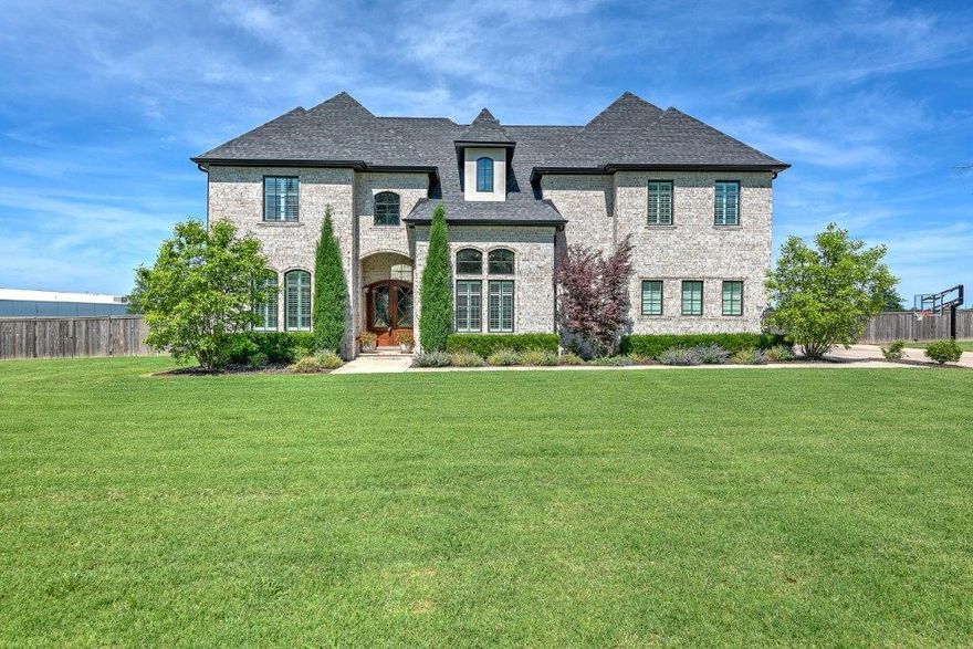 Stunning All Brick Custom Home on 1.97+/- Acre Lot minutes to shopping & entertainment! 5 BRs All with Ensuite Baths, Well appointed Chef's kitchen, 2 Living Areas, Formal Dining w/shiplap, Library/Office w/built-ins, awesome Home Theater, Laundry on both levels,3 CG with Storm Shelter, Saltwater Pool & Wood Pergola, Pool Bathroom, Storage Building, Professional Landscaping & Irrigation, Privacy Fence, Custom finishes, Built Ins, & Plantation Shutters throughout, + too many features & amenities to list! This home checks all the boxes! Listing Agent is related to the seller.