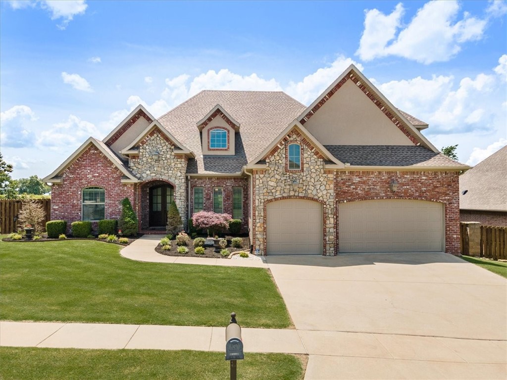 Welcome to this stunning home in the desirable Cross Creek subdivision in Rogers. Step inside to discover the exquisite details, including recessed lighting & crown molding throughout, creating an elegant ambiance. On the main level, you will find the primary bedroom, which offers a luxurious retreat featuring a huge walk-in closet & an ensuite bathroom w/ separate vanities, a whirlpool tub, & walk-in shower. Also, on the main floor, you will find an additional bedroom w/ full bath, office - or could be a bedroom w/ an attached 1/2 bath. Upstairs you will find 2 bedrooms, a full bathroom & large bonus room w/ ample closet storage. The covered back patio offers a peaceful view & is perfect for entertaining friends & family. Its location is incredibly convenient, just minutes from HWY I-49, Mt. Hebron Park, Pastafina, JB Hunt, and many other attractions & amenities. You'll have easy access to dining, shopping, & entertainment options. Don't miss the opportunity to make this exceptional property your own.