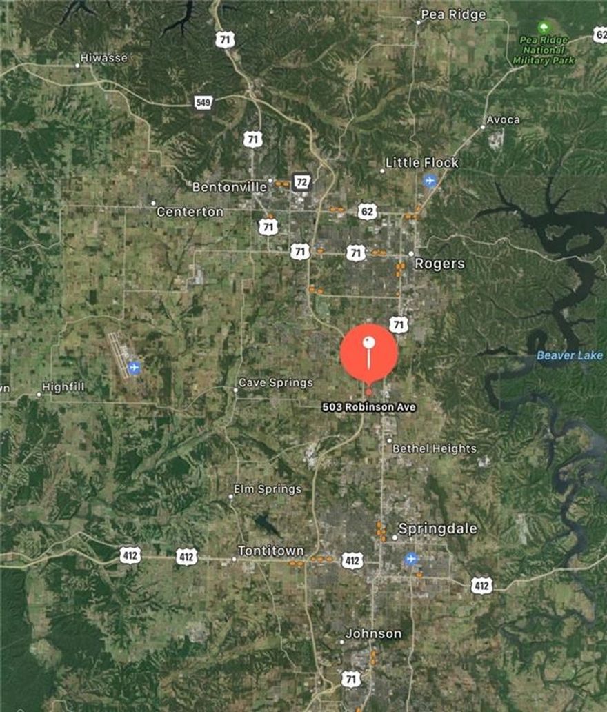 Property is centered in great location on Dixieland just off I-49. Appox 1 mile from new access to AR-112(71 bypass). Property is on the same street at FastLane, High Rise, Wal-Mart, Old Chicago and pleasent grove road. Easy access to the Greenway trails.