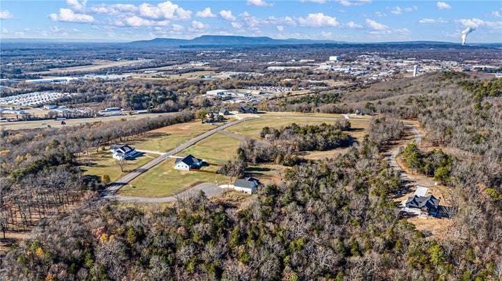 Bird's eye view of a mountainous background
