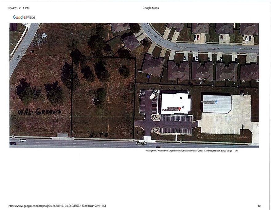 Property is one of the few remaining prime Commercial properties on Centerton Blvd. The 1.372 acre lot is situated between a Walgreens to the West, a dental clinic to the East and Copper Oaks Subdivision to the North. The property is just minutes to a number of home subdivisions and apartment complexes, food service restaurants, medical facilities, retail and service businesses. It is a 10 minute drive to the Bentonville West High School campus, a 3 minute drive to a Walmart Neighborhood Market and the Bentonville AR city limits to the East. Current VPD count is 29000. Water, sewer and electric are to the property. Access is through a shared drive with clinic to the East.