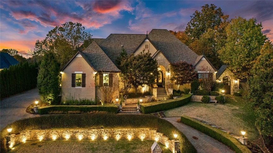 This PINNACLE SHOWCASE HOME boasts an AMAZING BACKYARD PARADISE complete with a stone lined heated pool w/ cascading waterfall, a must-see custom putting green, and beautiful outdoor living spaces including a pavilion with stone fireplace and grilling chalet, fountain and statues all surrounded by pristine gardens and a 10 ft privacy fence. The luxurious interior offers unique architecture w/ soaring ceilings, top of the line millwork, iron-clad glass doors, one-of-a-kind chandeliers & more! Grand formal dining, private study w/ custom built-ins.  Gourmet kitchen offers Wolf appliances, cedar pantry & large island and is open to a gorgeous living room featuring an exquisite fireplace. Billiards room offers built-ins w/ coffee bar. 2 private master en-suites w/fireplace on separate wings. Cozy sunroom w/ massive stone fireplace. Upstairs media room, Smart Home, high-tech security & surveillance systems, tornado/safe room & 2 safe rooms, steam room, sauna, home generator system & more. See attached list of amenities.