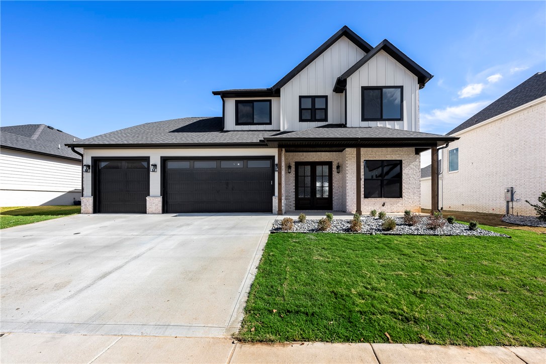 Stunning new Construction in the Bentonville subdivision of Aurora! Quality built with beautiful modern fixtures and features throughout. Great floorplan with 4BRS, 3.5Bas. Master Suite on Main level. Interior features include custom cabinets, quartz counters, hardwood floors, and modern light fixtures. Open living area to kitchen featuring gas cooktop and top of the line appliances. Office or great flex room down, Upstairs game/media room wired for sound or optional bedroom. Smart home Electronics package, security system and professional landscape package included. Covered back patio to enjoy year-round and three car garage. Neighborhood amenities to include 2 Pools, Playground, Sports Court, and Open-Air Clubhouse!