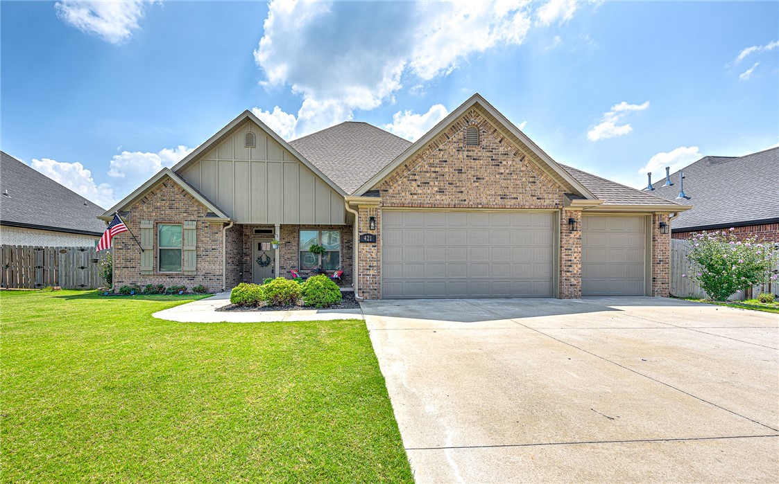 LOCATION! This beautiful 4 Bedroom house is located just minutes from the interstate. Walking distance to all the events in the area. The community has a walking path to the adjacent elementary school. Large, open floor plan with tile floors throughout living area. The kitchen has a large center island, gas cooktop, stainless hood and custom back splash. Primary bedroom has a flex area that could be utilized as an office, sitting area or nursery. Enjoy the heated community pool! This house checks all the boxes.