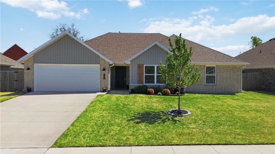 Welcome to Snyder Grove —  where thoughtful design meets small-town charm. This single-story Matthew Plan delivers the open, airy layout today's buyers are looking for, anchored by a light-filled living room with a corner gas fireplace dressed in shiplap. The eat-in kitchen is built to  function, featuring a large island, granite countertops, gas range, generous cabinet storage, and a pantry — all overlooking the covered back patio/backyard. Open-concept flow makes entertaining effortless.The spacious primary suite offers a true retreat with double vanities, a walk-in shower, ample storage, and a large walk-in closet. The flexible fourth bedroom transitions seamlessly into a home office or study.Location checks every box — minutes from Delford Rieff Park, Prairie Grove Aquatic Park, and Highway 62 for easy commuting throughout Northwest Arkansas.USDA financing eligible. Ask about 5K preferred lender incentives to help offset closing costs.