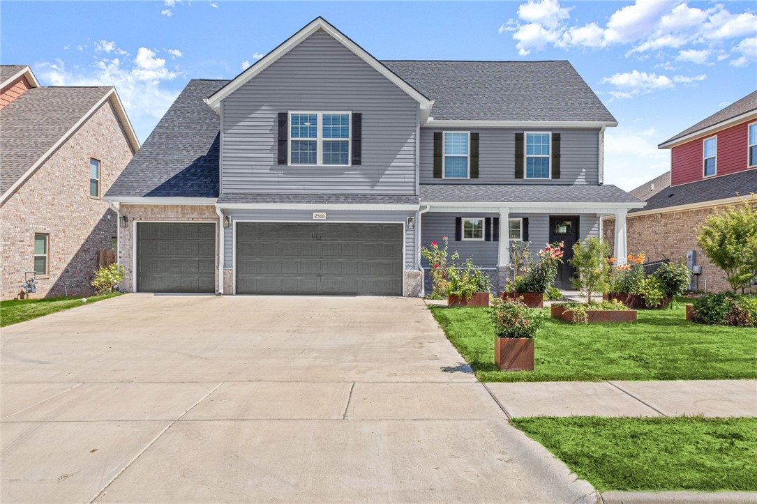 Beautiful Move In Ready Bentonville Home! Built in 2024 with High end upgrades throughout including hardwood floors throughout, Nest Doorbell & GE CafƩ appliances. Mechanical upgrades include added Recirculating Hot Water Heater & 220 amp in garage. Great layout w/4 Bedrooms, Bonus & open living space.Living room has beautiful gas fireplace w/built ins & large windows overlooking backyard. The kitchen is a dream workspace w/large island, pantry, abundant counter/cabinet space, dishwasher drawers & convection micro & oven. Spacious primary suite on main level w/beautiful attached bath & WIC. Covered patio offers a relaxing outdoor living space. Upstairs are 3 guest bedrooms, 2 guest bath & large bonus room! 3 car garage provides great storage/workshop space. Enjoy prime location near everything in Bentonville, 6 min to WM Home Office, Near Bike Trails, 5 Minutes to Downtown!