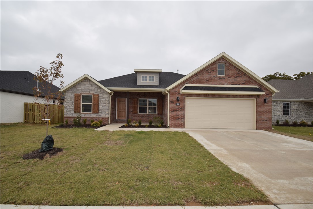 Back on market due to contract falling through on property Buyer was selling. You'll absolutely love this stunning plan featuring 3 bedrooms, 2 full baths, a formal study, and formal dining! Upscale finishes include custom wood cabinets, granite counters, stainless appliances, wood flooring in living and formal dining, beautiful brick fireplace, cased windows and crown molding, gutters, professional landscaping, and fully sodded lawn. Additionally, this home includes a fenced yard and 2" faux wood blinds! You'll also love the fantastic resort-style community pool and pavilion and playground. Great location and move-in ready! Don't wait! Schedule your showing today! *Please note gas logs are not included for liability reasons.*