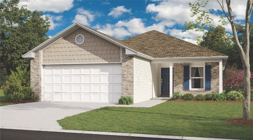 The lovely Cypress plan is full of curb appeal with its welcoming covered front porch and front yard landscaping. This home features an open floor plan with 4 bedrooms, 2 bathrooms, a large living room, a dining area, and a charming kitchen fully equipped with energy-efficient appliances, generous counter space, and a roomy pantry for snacking and preparing delicious family meals. Learn more about this home today! *Photos are of similar model.