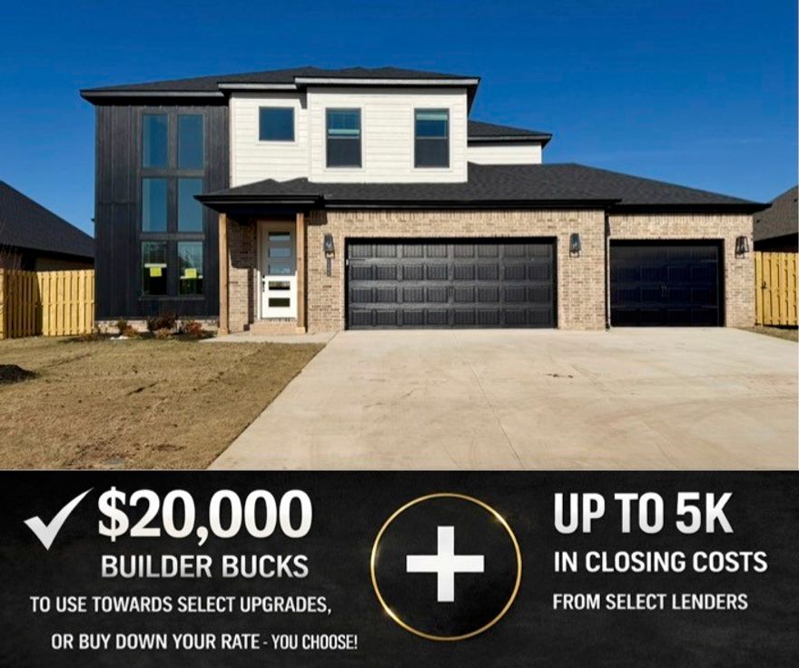 Welcome to Hillcrest in Cave Springs — where peaceful surroundings meet convenience. This new construction offers 4 spacious bedrooms, office, 2.5 baths, and 2,630 sq ft of thoughtfully designed living space. Nestled on a .19-acre lot, you’ll enjoy peaceful surroundings while being just minutes from all that Northwest Arkansas has to offer. The open-concept main floor features wood flooring, natural light, and fireplace in the living room. The primary suite includes a soaking tub, walk-in shower, and walk-in closet. Upstairs features three additional bedrooms and a full bath. For a limited time, Builder Incentives: $20,000 Builder Bucks to use towards select upgrades, appliances, or buy down your rate – you choose! Plus up to 5K from select lenders. For a total of up to 25K with lender incentives! Fence, blinds, and gutters are all included.