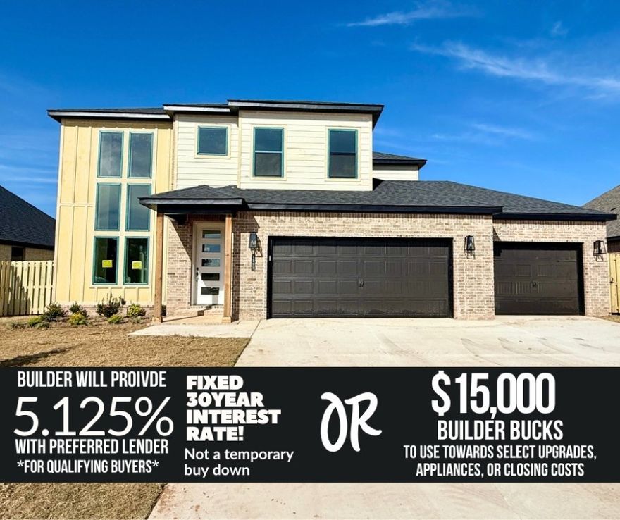 **Limited time*** Save and estimated $358 on monthly payment. Builder will provide a 5.5% 30 year fixed interest rate for qualified buyers with use of preferred lender. Preferred lender will pay up to an additional $5,000 towards buyers closing costs. OR bring your own lender and get 10K concessions from builder. Home also includes fence, blinds, & gutters at no additional cost. 
Welcome to Hillcrest in Cave Springs ā where peaceful surroundings meet convenience. This new construction offers 4 spacious bedrooms, office, 2.5 baths, and 2,630 sq ft of thoughtfully designed living space. Nestled on a .19-acre lot, youāll enjoy peaceful surroundings while being just minutes from all that Northwest Arkansas has to offer. The open-concept main floor features wood flooring, natural light, and fireplace in the living room. The primary suite includes a soaking tub, walk-in shower, and walk-in closet. Upstairs features three additional bedrooms and a full bath.