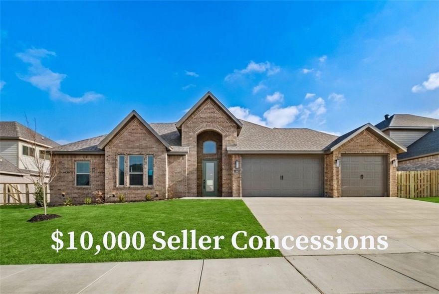 Discover The Salford in the brand-new Reserve at Wolverine community in Centerton—a stunning two-story, open-concept design that blends style with everyday functionality. Offering 5 bedrooms and 3.5 bathrooms, this home features a kitchen with custom cabinetry, granite countertops, and stainless steel appliances. The primary suite is your cozy retreat at the end of the day, with a tray ceiling, a double vanity, a beautifully tiled shower, and a wrap-around closet to keep everything organized. Step outside to a covered patio with a fenced yard, perfect for relaxing or entertaining. Additional highlights include a 3-car garage, blinds, and gutters. Currently under construction. Photos are not of the actual house, but of a similar plan and finish. Taxes are based on land only. Don’t miss the chance to own this incredible home! The builder is offering $7500 towards closing costs or rate buydown, plus fence, blinds, and gutters. Preferred lender incentives available.